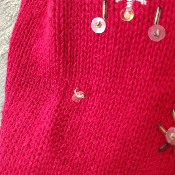 Carly St.Claire Woman Sweater Vest Red XL Full Zip Snowman Embroidered Beaded - Picture 7 of 12